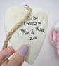 Our Last Christmas as Mr & Miss 2026 Wooden Heart Pre Wedding Christmas Ornament - Image 3