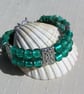 SALE Gemstone Beaded Bracelet, Amazonite & Green Silverfoil "Calypso"  - Image 1