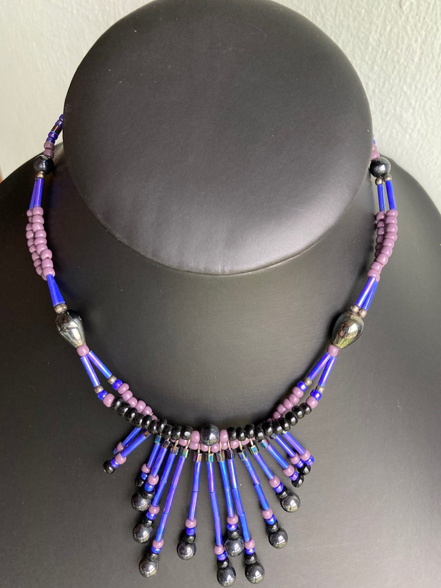 Purple Hematite beaded necklace 