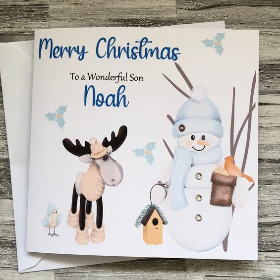 Christmas card, handmade and personalised, Grandson, Granddaughter, Son