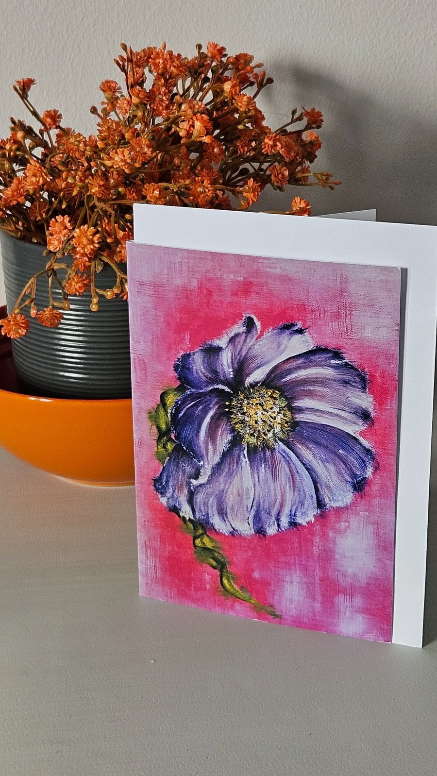 Pink Bloom blank greeting card 6 x 4"
