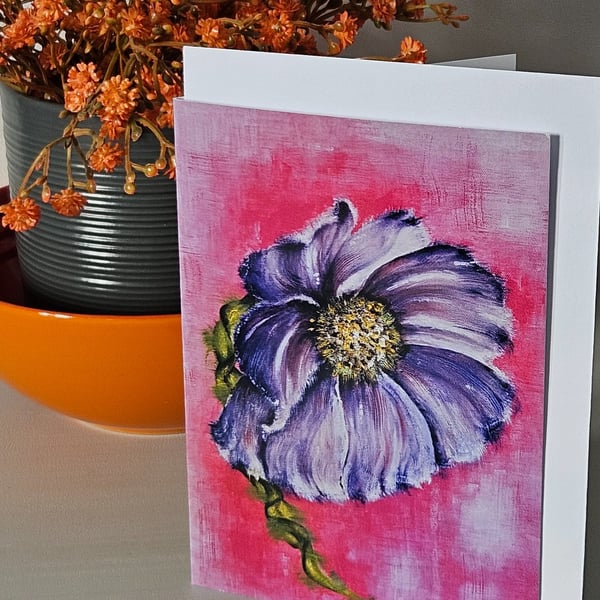 Pink Bloom blank greeting card 6 x 4"