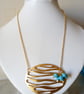 OVAL RIPPLE NECKLACE - TURQUOISE NECKLACE - FREE UK POSTAGE - Image 1