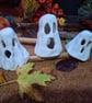 Set of 3 Plain Shiny White Ceramic Ghost Incense Holders