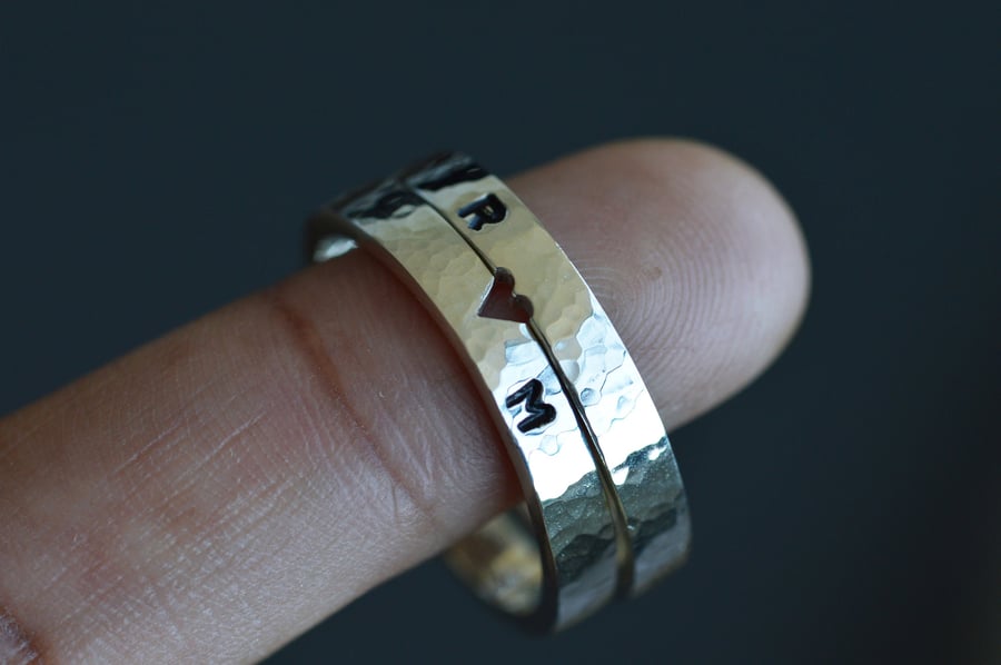 Heart cut out ring set Subtle heart ring set Valentines day gift Heart ring set 