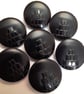 7 Art Deco Black Glass vintage buttons, 18mm with back shank - Image 6