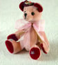 Orchid, a 6" collectable bear handmade from vintage materials - Image 3