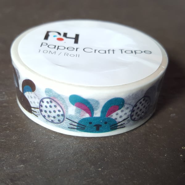 1 x 10m Roll Adhesive Craft Washi Tape - 15mm - Easter Bunny 