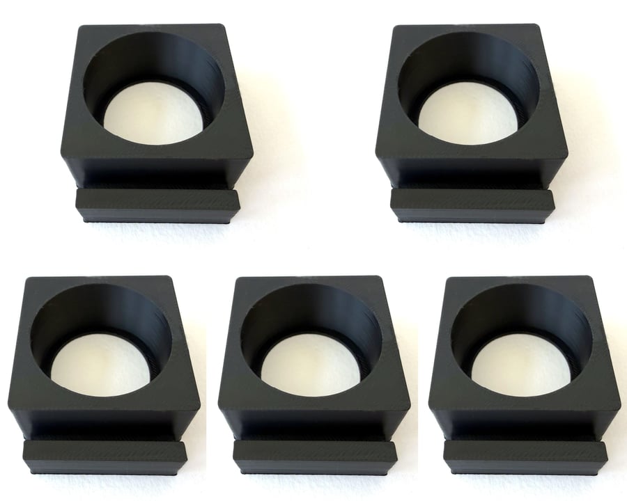 Five black tea light display stands for fused glass panels - 4mm slot