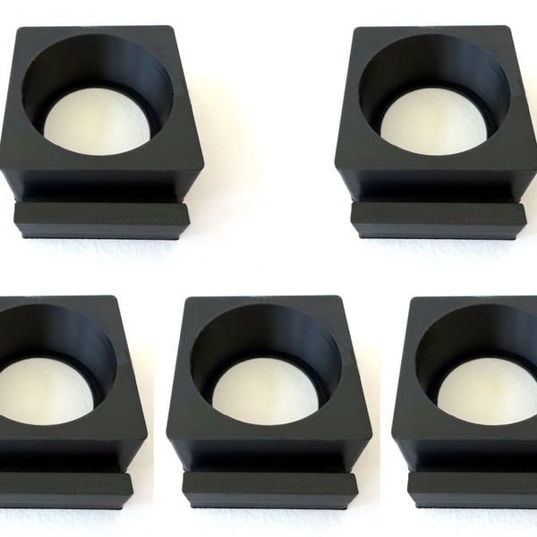 Five black tea light display stands for fused glass panels - 4mm slot