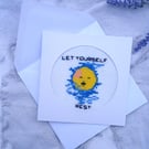 Let Yourself Rest Cross Stitch Card - Handmade Self Care Gift - Thinking of You 