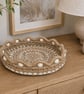 Handmade Coiled Jute Basket - Beaded Decorative Basket - Natural Home Décor