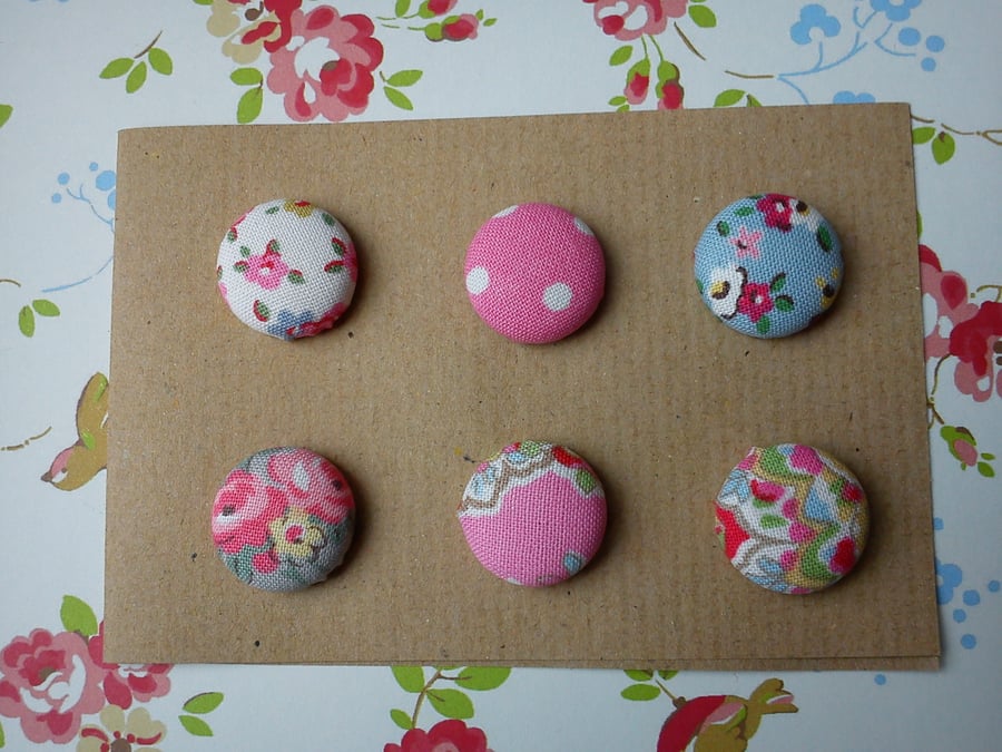 Cath Kidston fabric covered button fridge magnets paisley