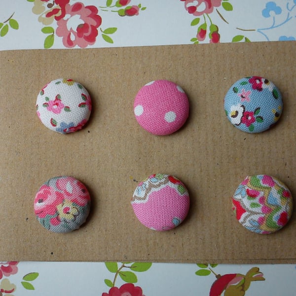 Cath Kidston fabric covered button fridge magnets paisley