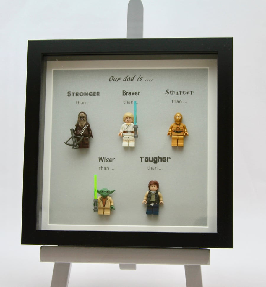Our Dad is stronger than, braver,than, smarter than.... mini figure frame,