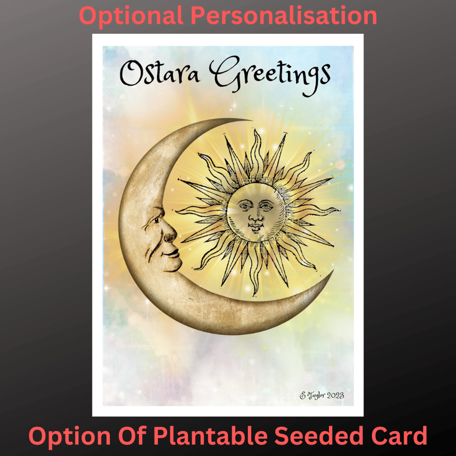 Ostara Greetings Card Celestial  Personalised Seeded Option Wiccan Pagan Goddess