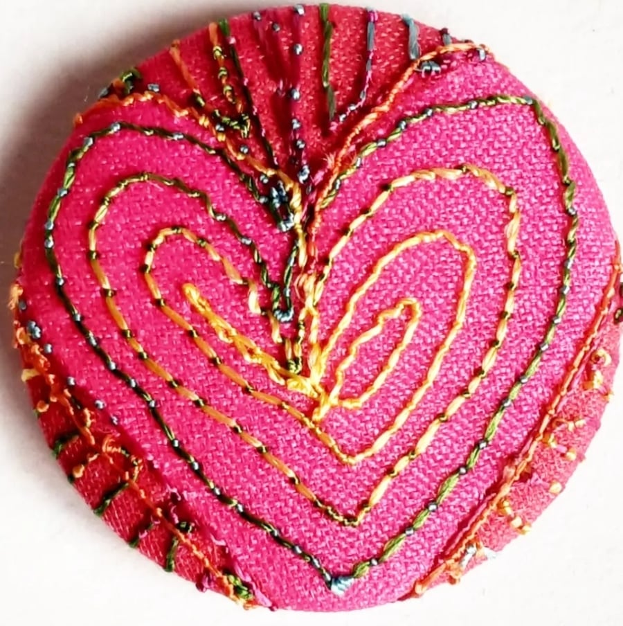 Buttons 1 inch button Hand Dyed Silks and Cottons Free Machine Embroidery Button