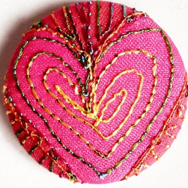 Buttons 1 inch button Hand Dyed Silks and Cottons Free Machine Embroidery Button