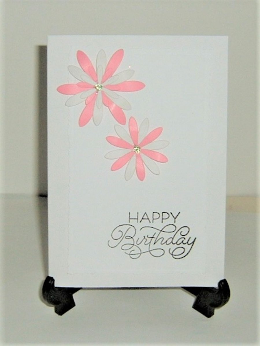 hand crafted daisy flower Birthday Card ( ref F 367)
