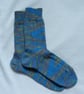 Hand-cranked Knitted Ribbed Wool Socks Size 8 to 9 - Image 2