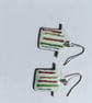 Hand Enamelled Fine Stripe Beach Hut Earrings  - Image 3