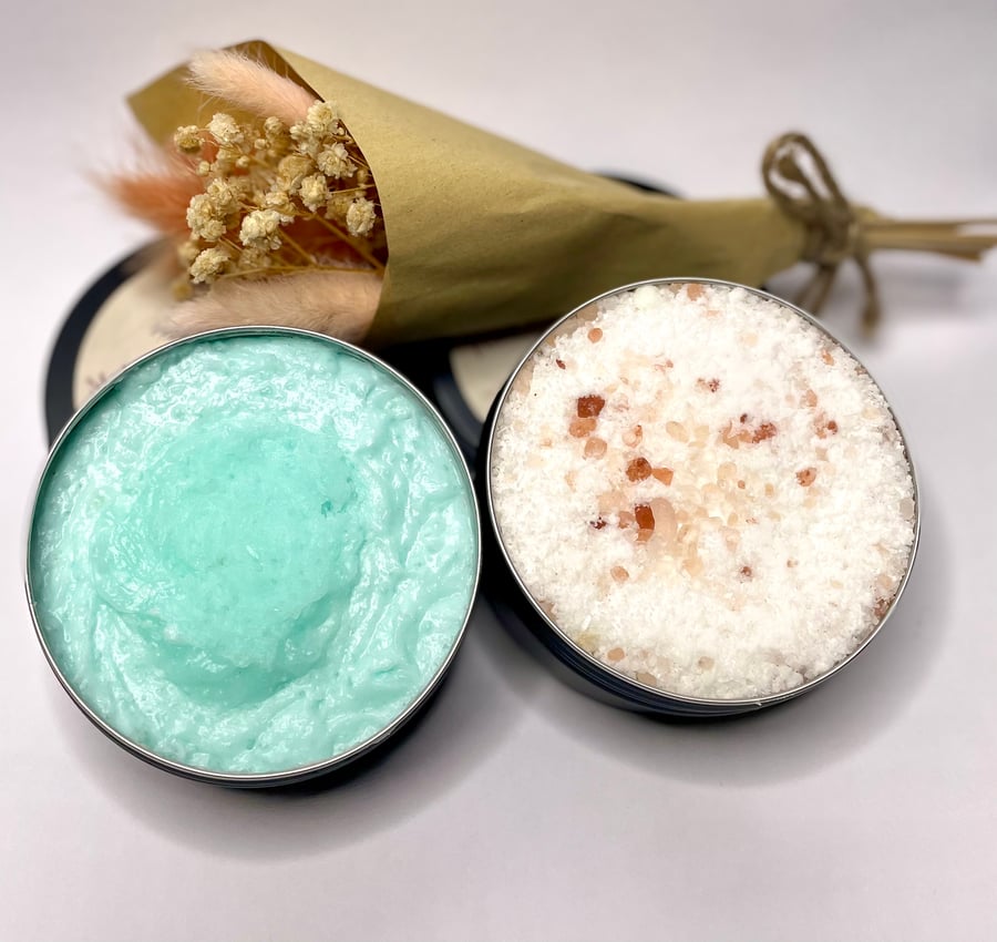 Gift Set Bath and  Body Scrub with Bubble Bath Salt Soak-Spa retreat scented