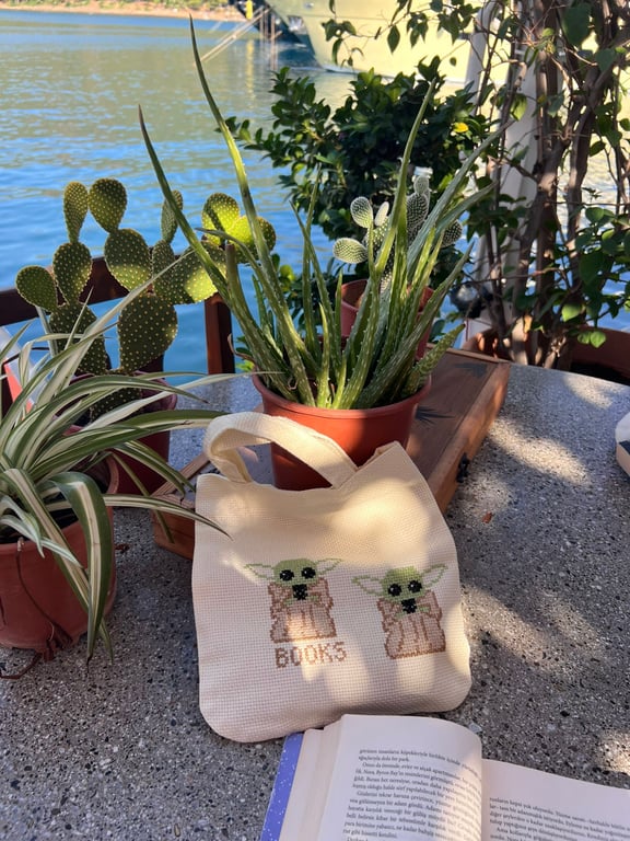 Beautiful Hand-made Book Bag (Yoda Design)