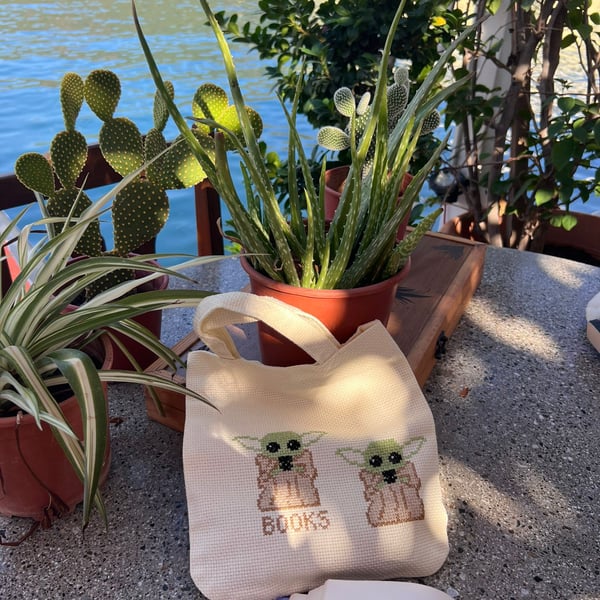 Beautiful Hand-made Book Bag (Yoda Design)