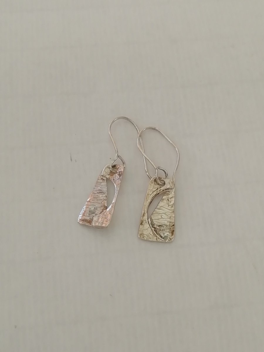 Silver Earrings with Hammered Texture