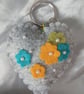 Grey Floral Heart Keychain