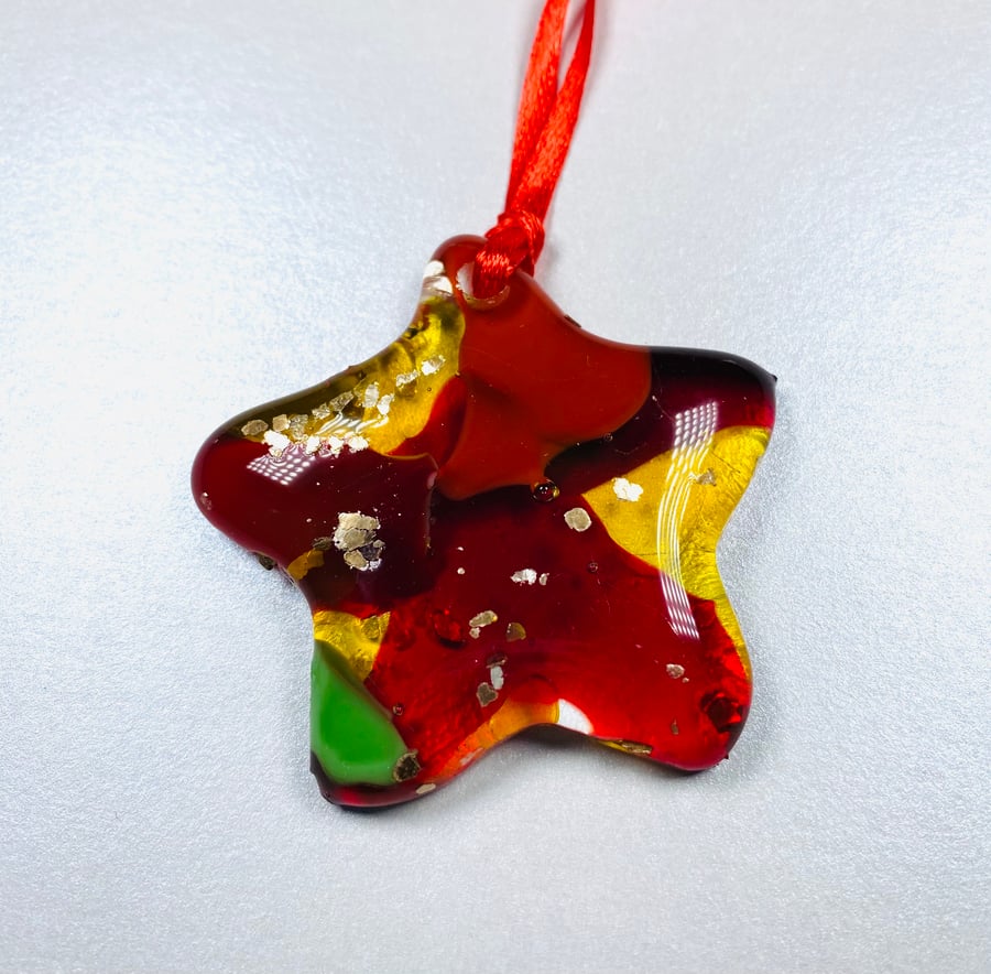 Fused glass star christmas decoration