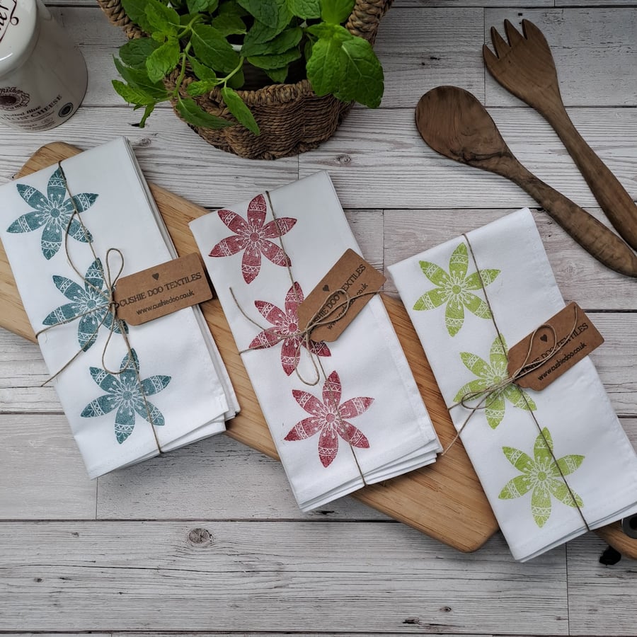 Hand Printed Organic Cotton Tea Towel