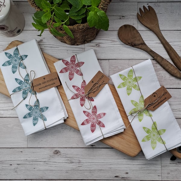 Hand Printed Organic Cotton Tea Towel