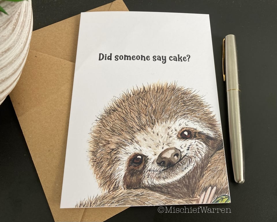Sloth Card - blank or personalised sloth card for any occasion.