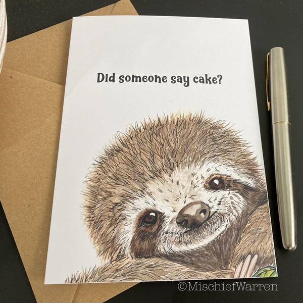 Sloth Card - blank or personalised sloth card for any occasion.