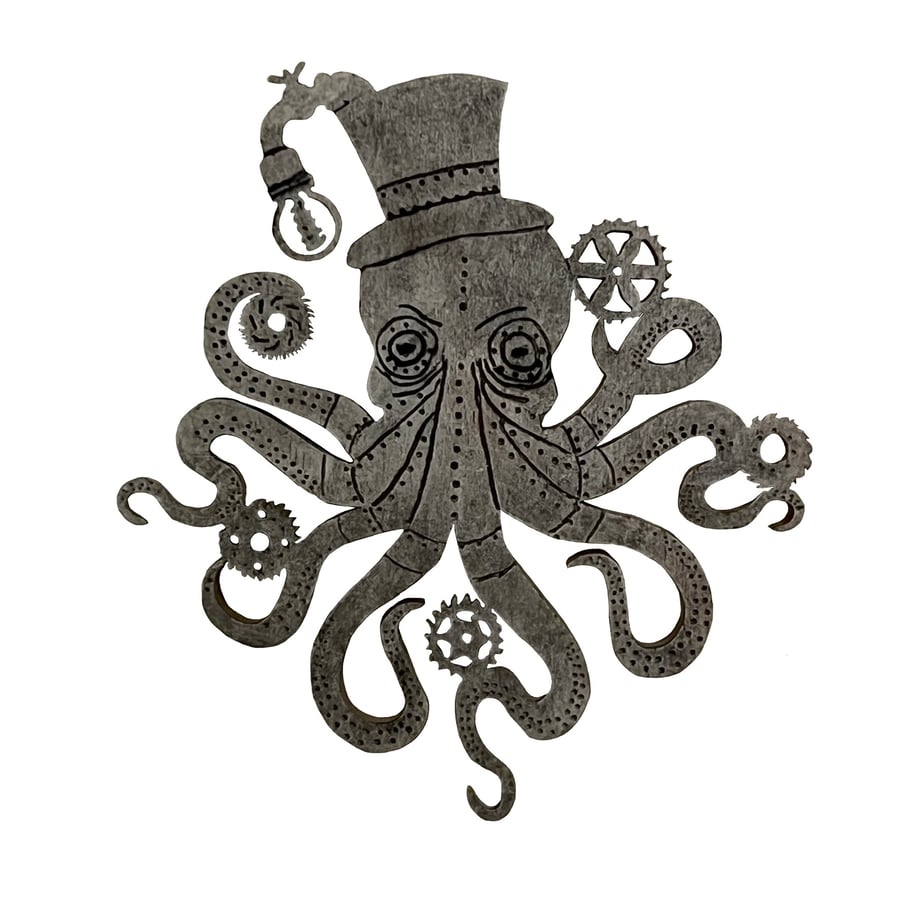 Large Steampunk Octopus Magnet