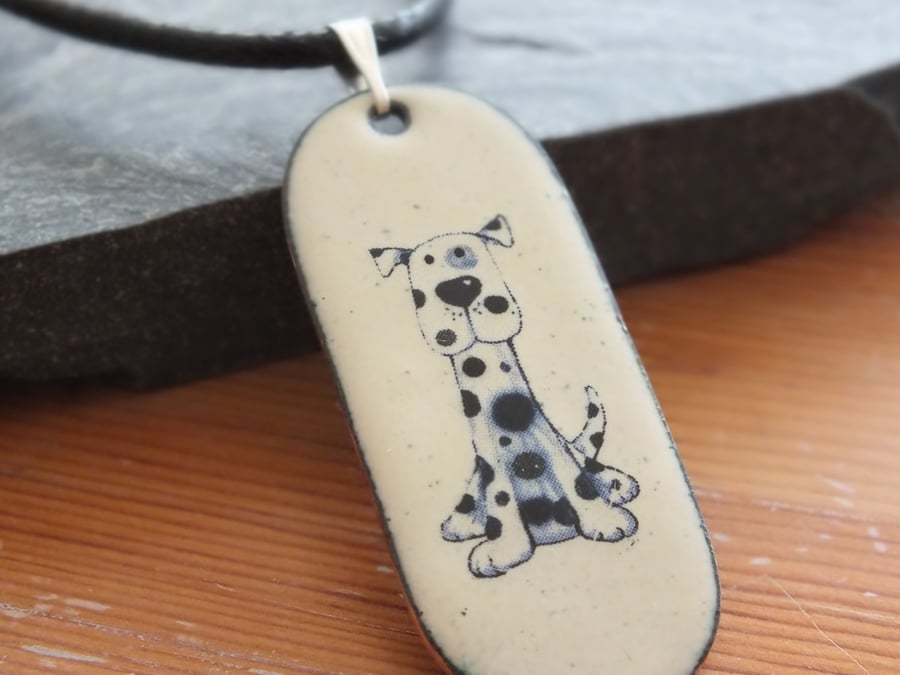 Cartoon dog enamelled pendant