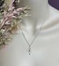 Silver Square & Pearl Pendant on 18" Diamond Cut Ball Chain - Handmade - Image 1