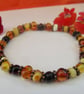 Rustic mixed amber stretchy beaded bracelet