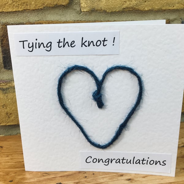 Mr & Mr Tying the knot card- Wedding or Engagement - Blue heart - LGBTQ