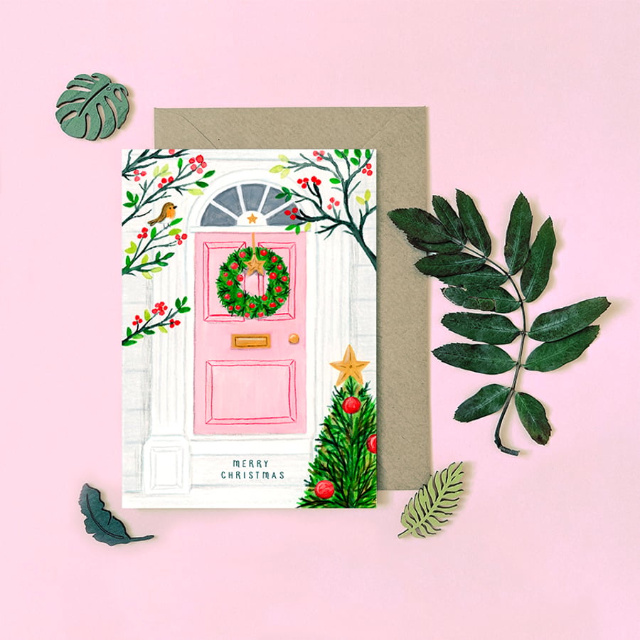 Christmas Door Card - Blank Card - Greeting Card