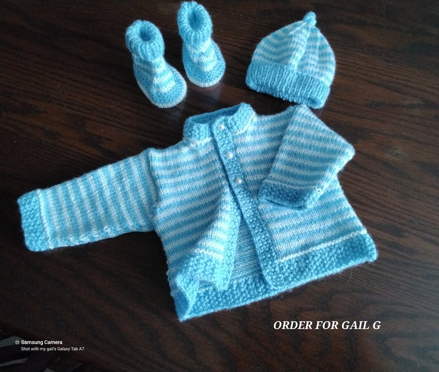 Six Baby Matinee sets for Twin Boys ORDER FOR Gail G 