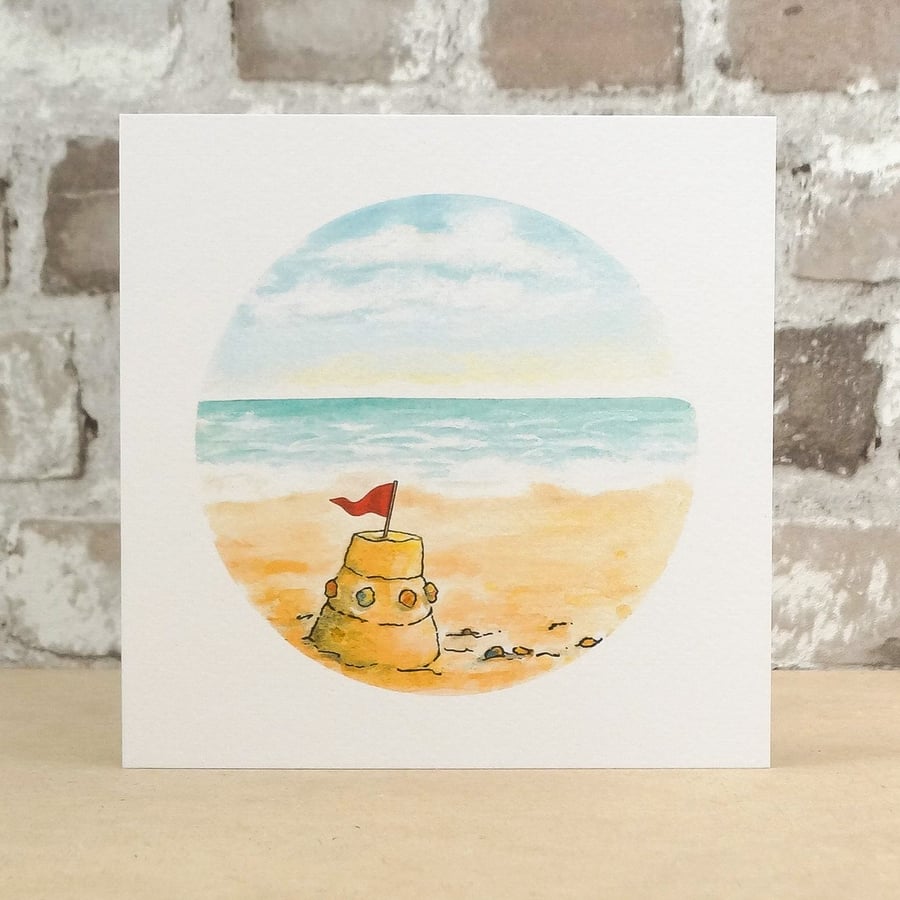 Seaside Sandcastle blank card