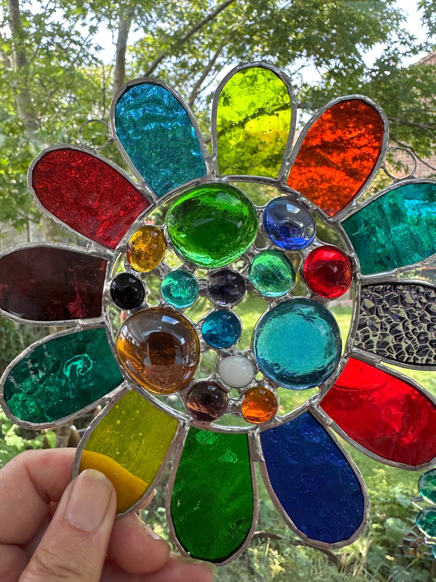 Stained Glass Bead Daisy Suncatcher - Daisy - Handmade Window Decoration - Multi