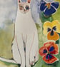 Cat & peacock feathers watercolour painting - Image 3