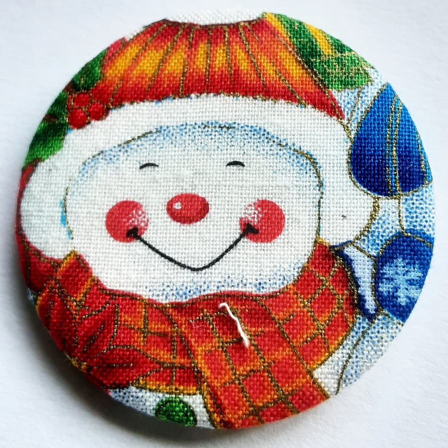 Snowman Badge Christmas Textile Badge 45mm