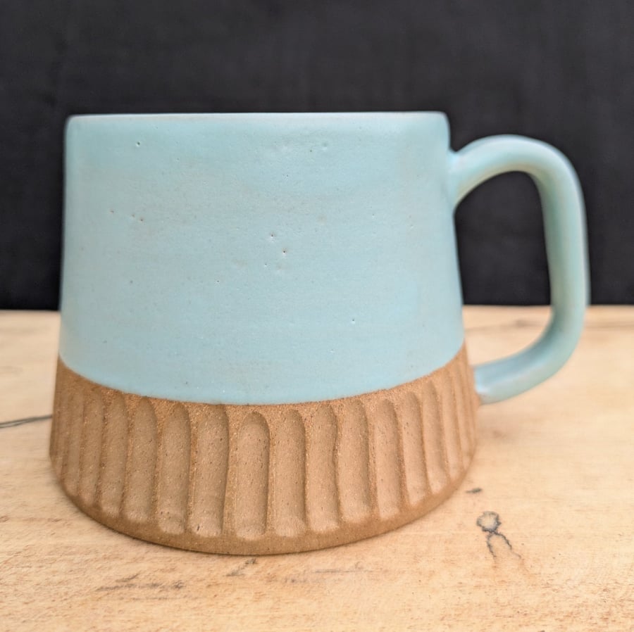 Matte seafoam carved (toasted) mug