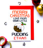 Funny Personalised Christmas Puddings Card for Mum, Dad, Grandparents,Godparents - Image 1