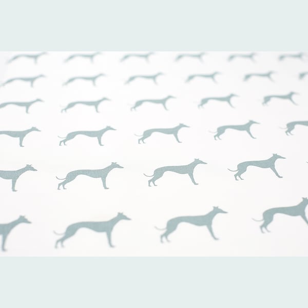 Sighthound Whippet Tea Towel in silver grey