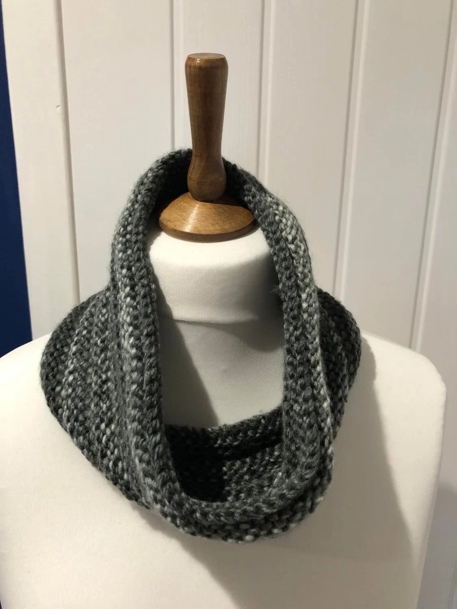 Pebble coloured Cowl neck warmer 60cms around x 14cms wide